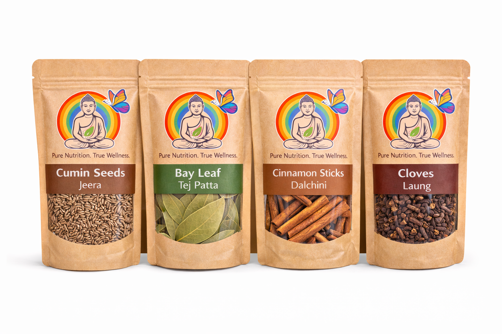 IMD Basic Cooking Spice Combo – Jeera, Tej Patta, Dalchini & Laung (Pack Of 100gms Each)