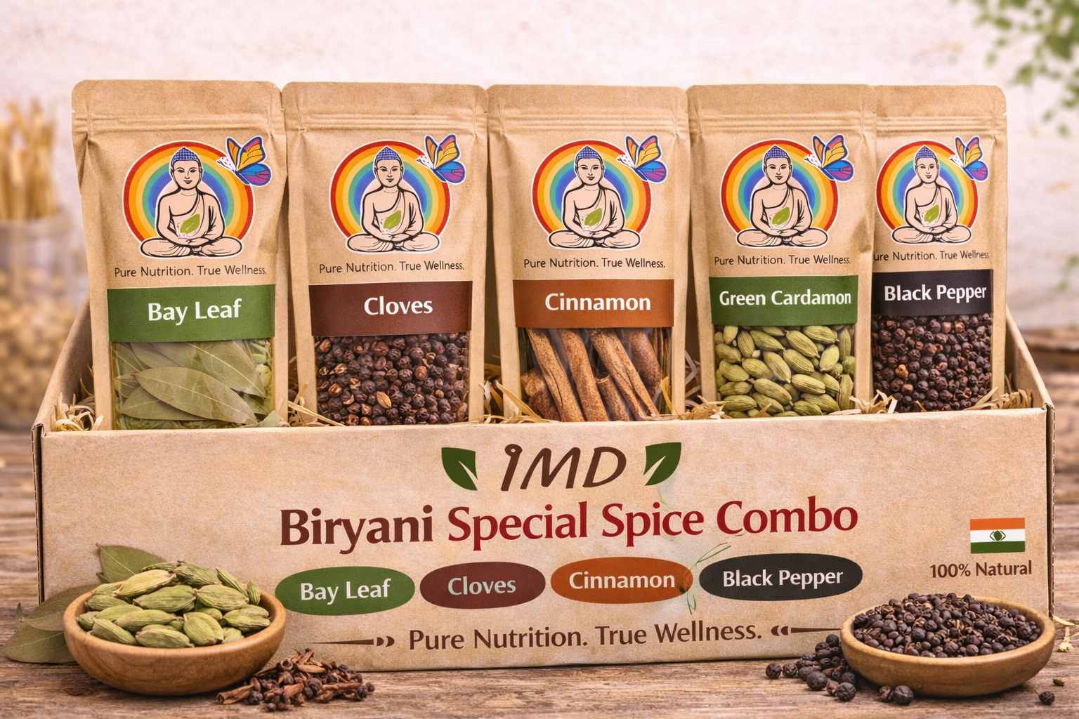 IMD Biryani Special Spice Combo – Bay Leaf, Cloves, Cinnamon, Cardamom & Black Pepper ( Each Pack 100gms)