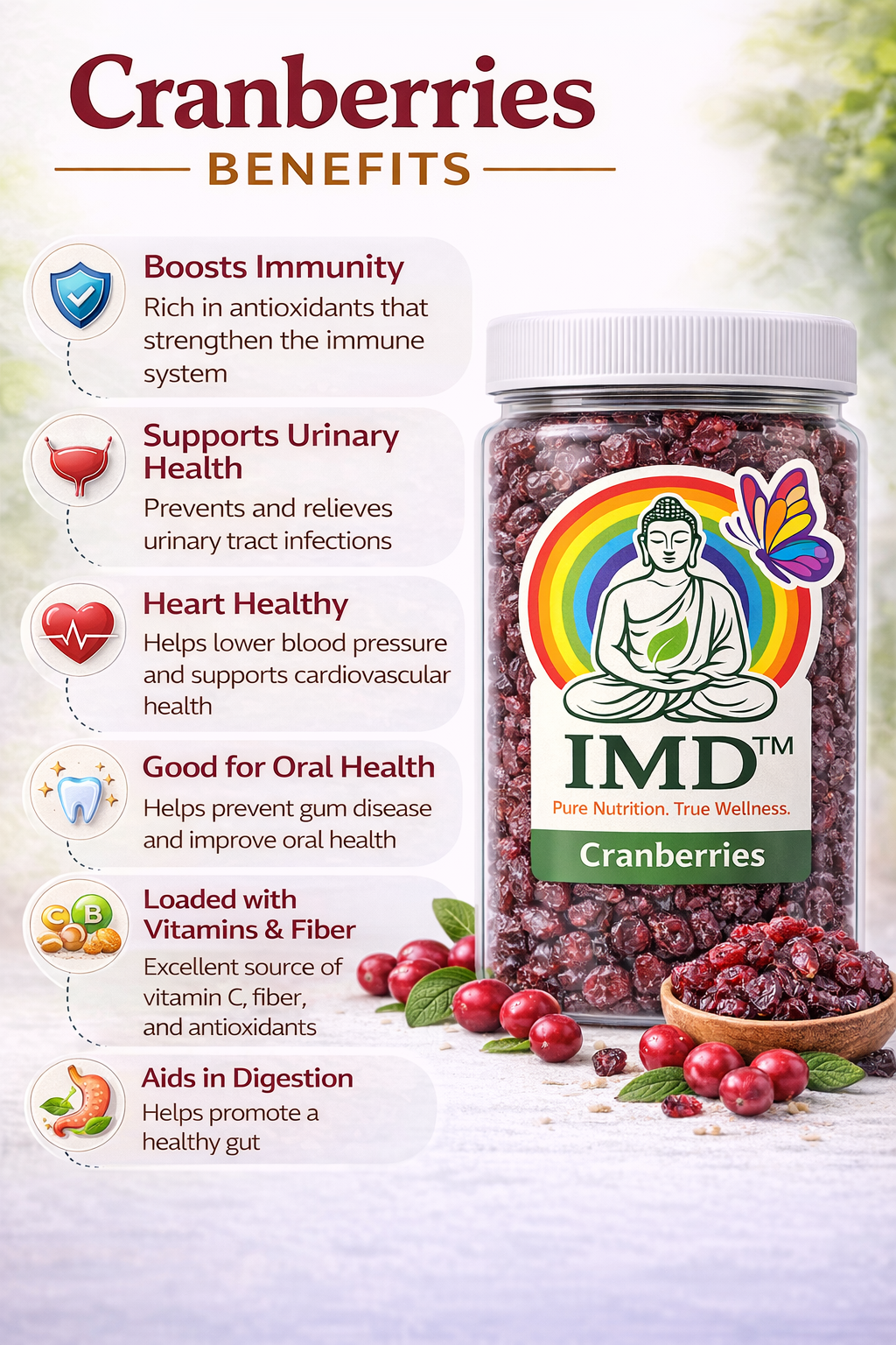 IMD Dried Cranberries – Sweet & Tangy Healthy Berry Snack