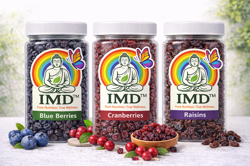 IMD Berry Combo Pack – Blueberries, Cranberries & Raisins.( Pack Of Combo Each  Weight is 100gm - 200gm & 1kg)
