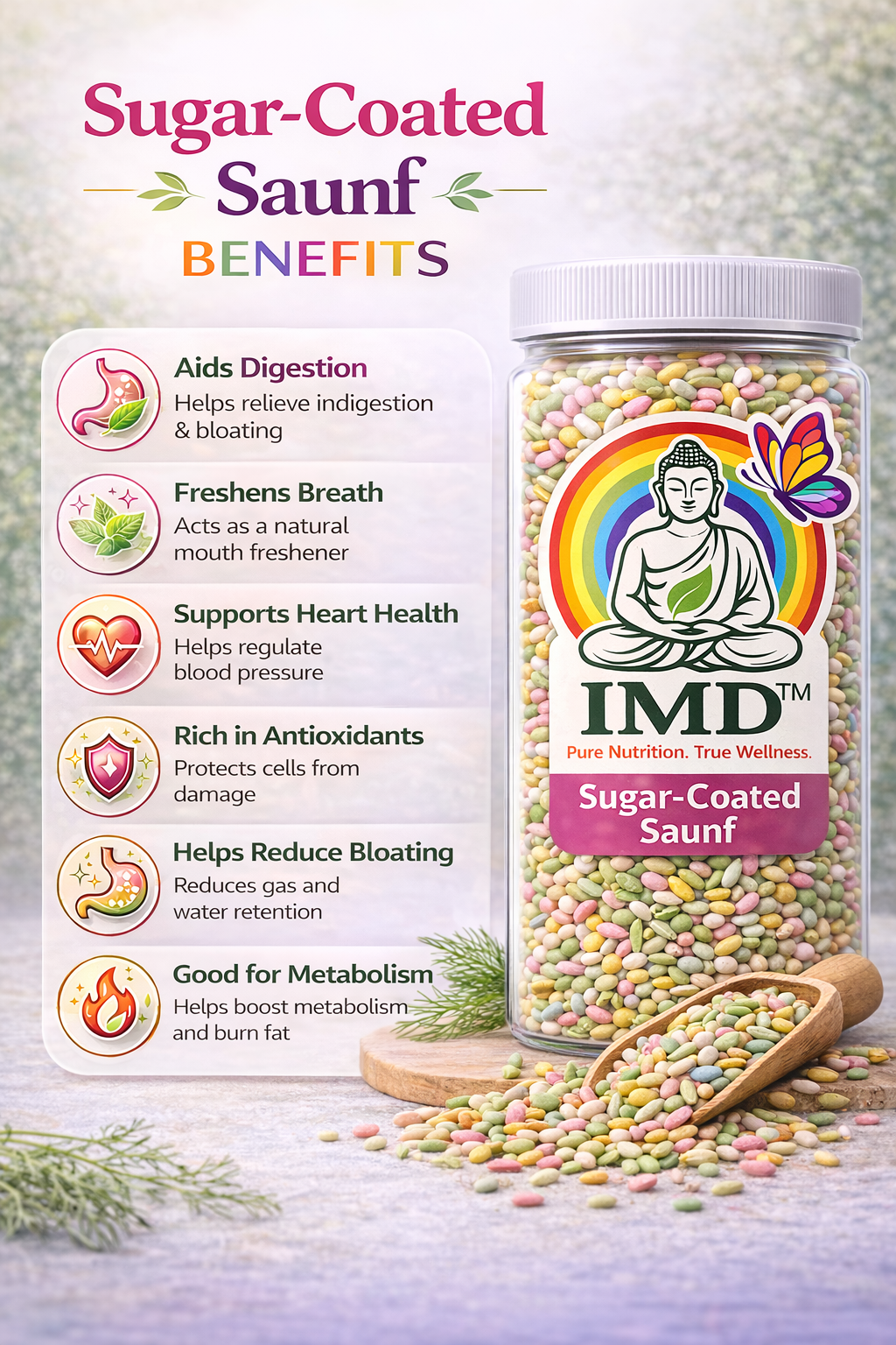 IMD Sugar Coated Color Saunf – Sweet Mouth Freshener