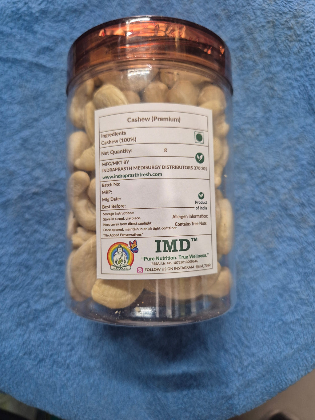 IMD Premium Cashew Nuts (Kaju) W210 No. – Crunchy & Nutritious Dry Fruits