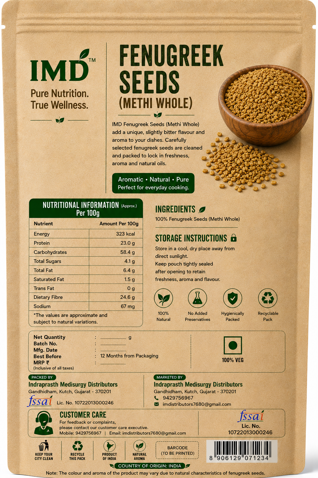 IMD Fenugreek Seeds (Methi Dana) – Premium Whole Aromatic Indian Spice