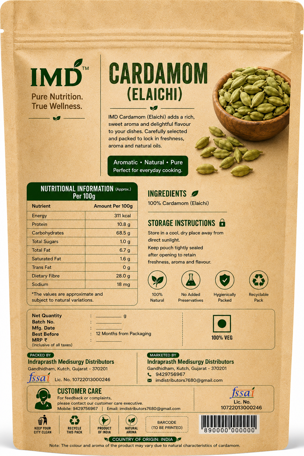 IMD Green Cardamom (Elaichi) – Premium Aromatic Whole Spice “Handpicked Premium Grade”