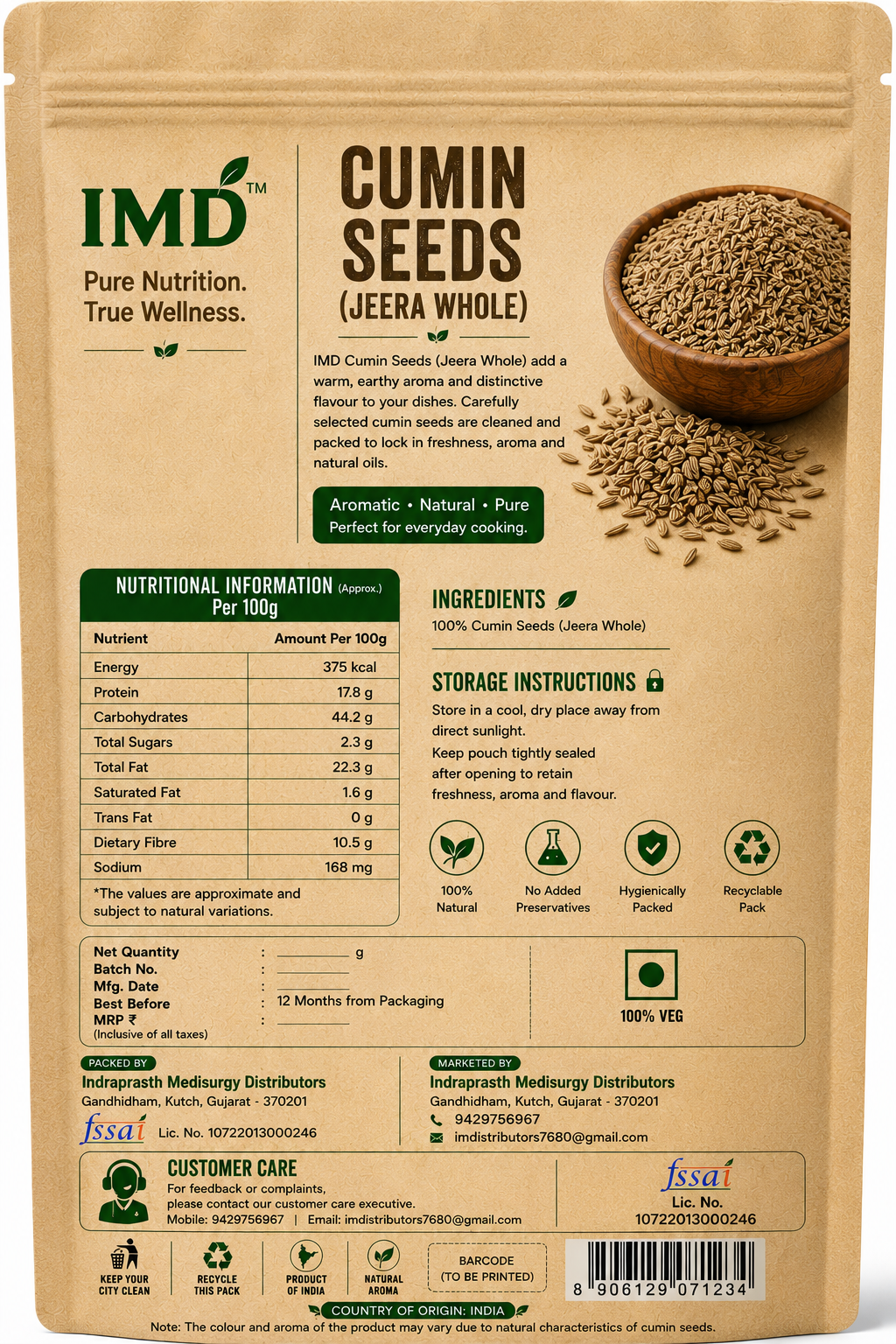 IMD Cumin Seeds (Jeera) – Premium Whole Aromatic Indian Spice